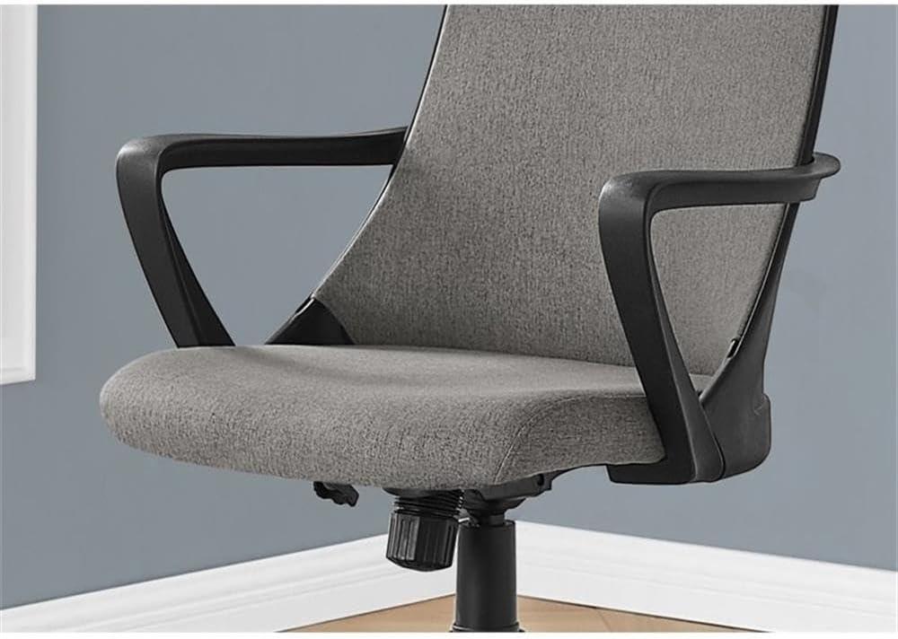 Office Chair - Mid-Back / Fixed Armrests / Fabric Back - Adjustable Height - Dark Grey Fabric / Black