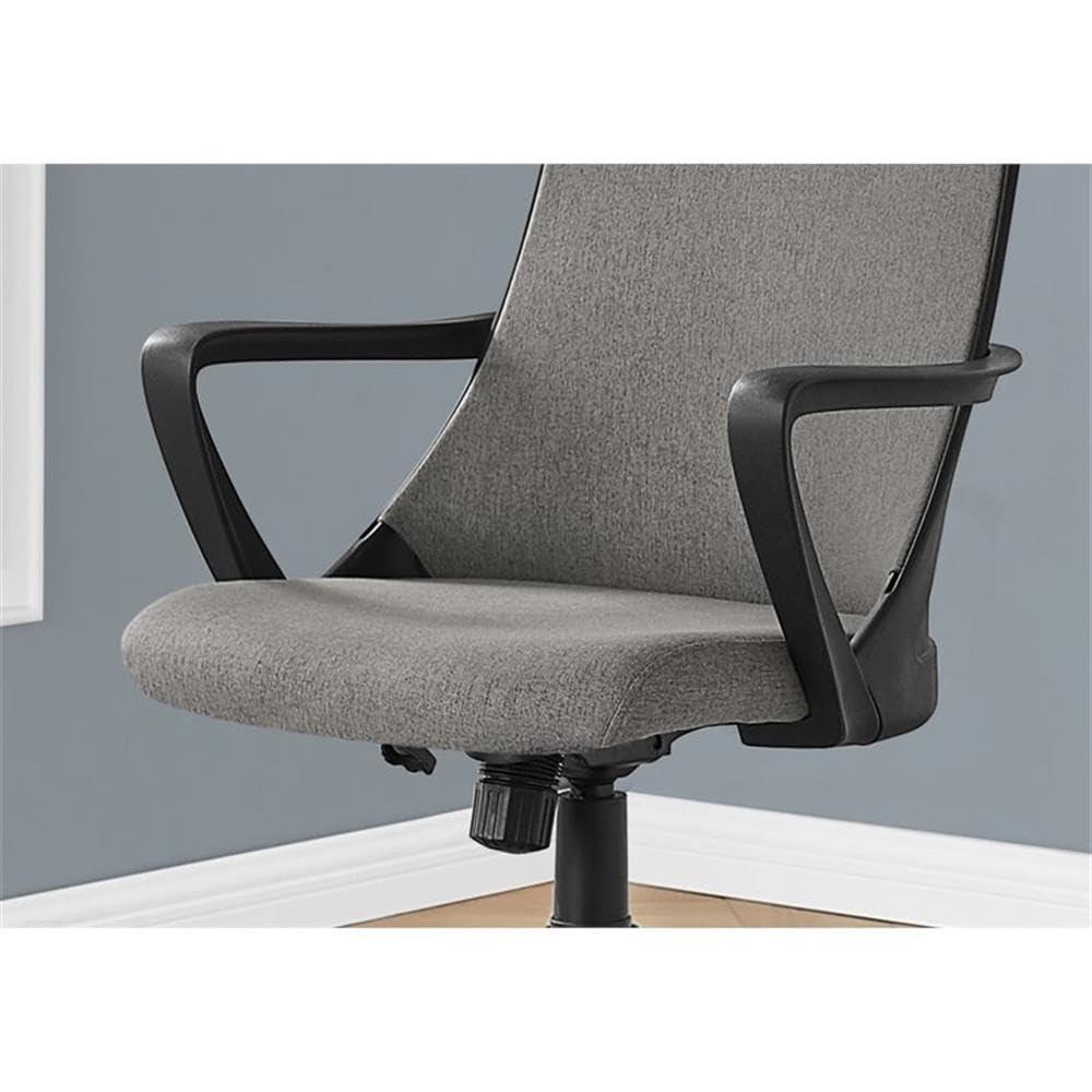 Office Chair - Mid-Back / Fixed Armrests / Fabric Back - Adjustable Height - Dark Grey Fabric / Black