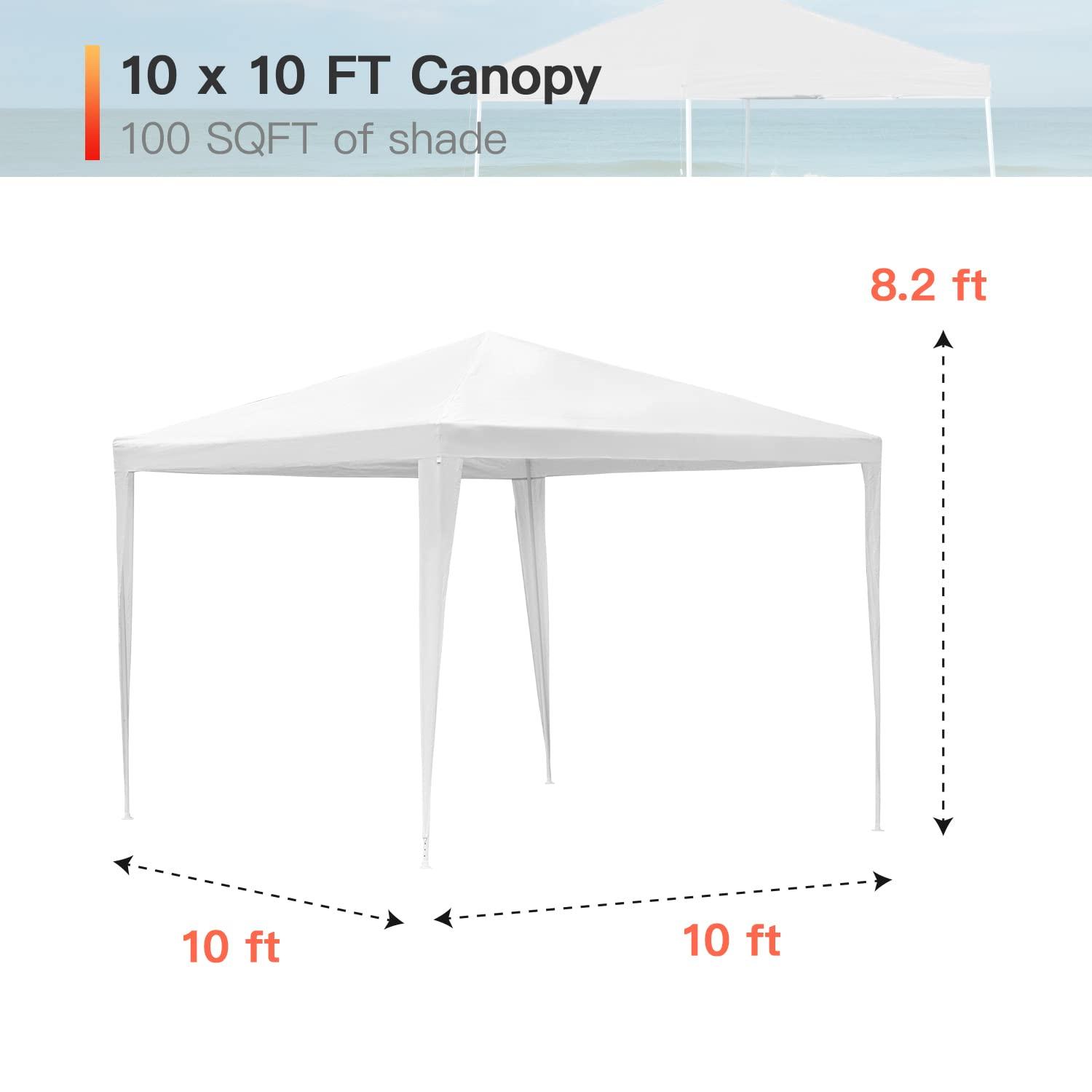 XF XINFENG 10'x10' Outdoor Wedding Party Canopy Tent, Camping Shelter Waterproof Outdoor Party Tent White Patio Gazebo Canopy Tents for BBQ Pavilion Canopy Cater Events