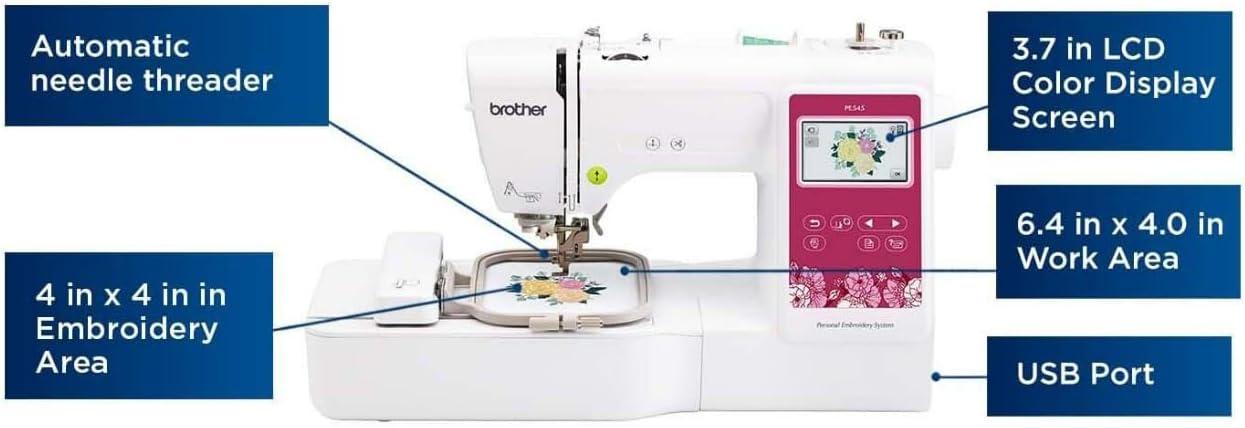 Brother Elite PE545 3.7-Inch Touch Display Embroidery Machine with Sewing Bundle