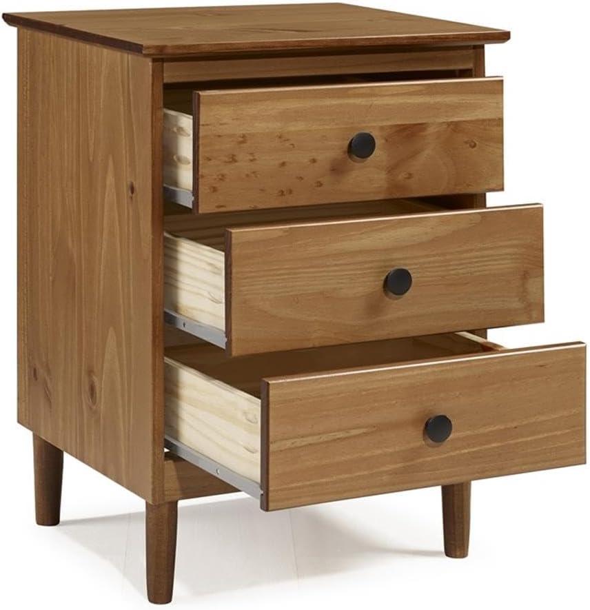 Contemporary 3-Drawer Caramel Wood Nightstand for Bedroom Decor Convenience Compact Organizing End Table Storage