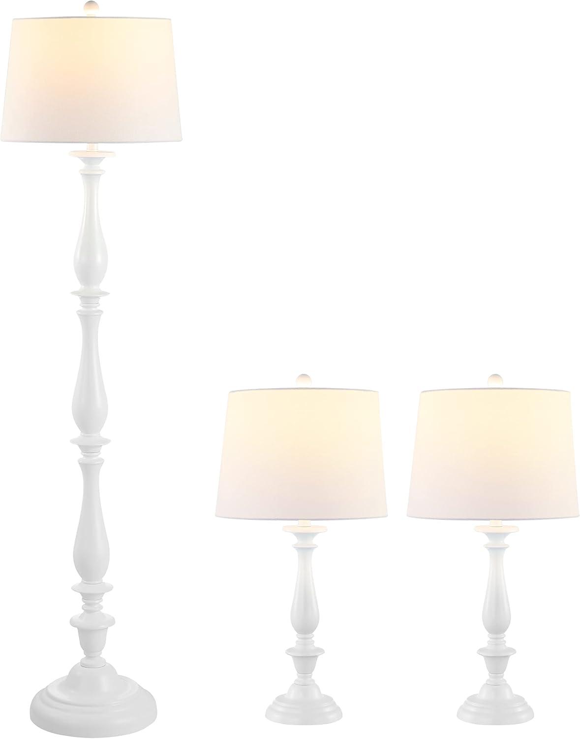 SAFAVIEH Bessie Classic Floor and Table Lamps Set, White, Set of 3