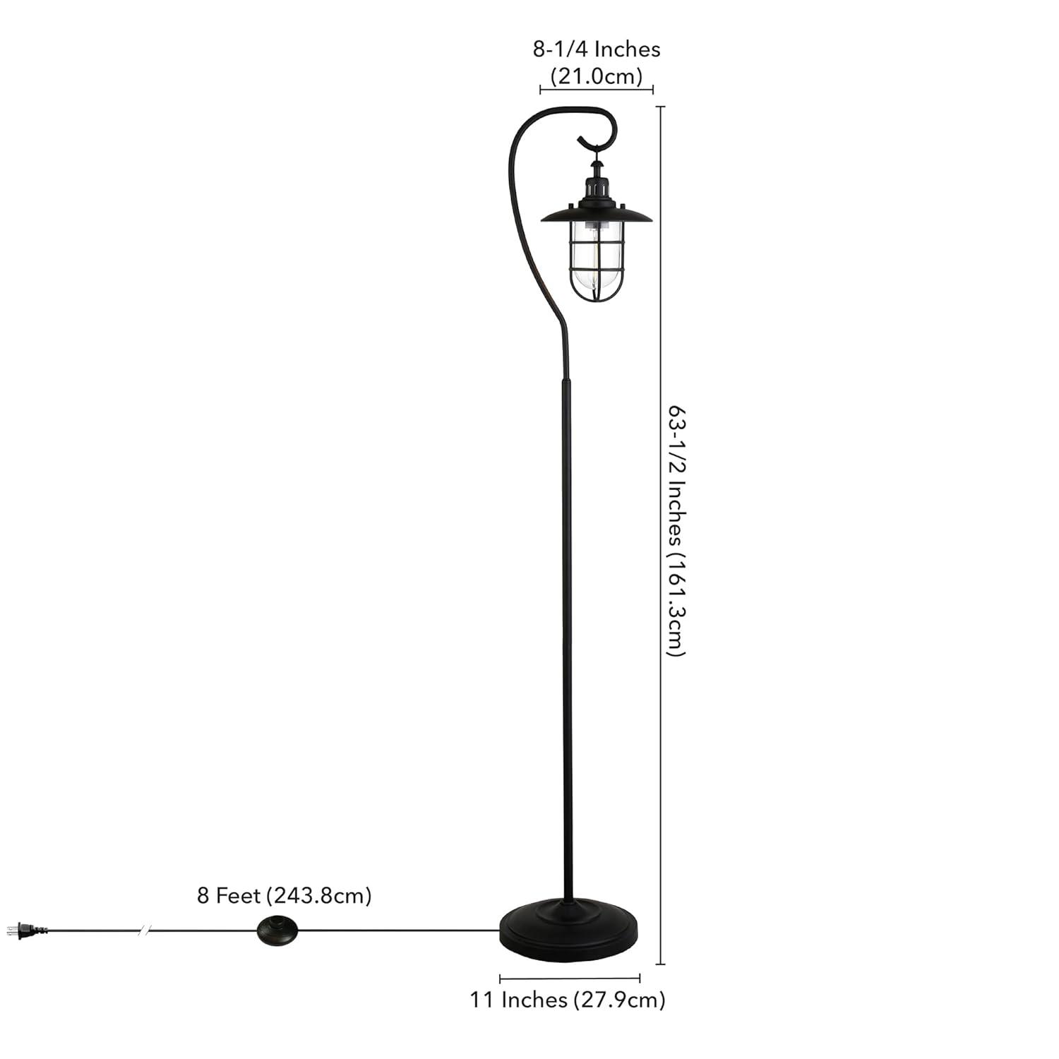 Evelyn&Zoe Bay Nautical Floor Lamp with Glass Shade, Blackened Bronze/Clear