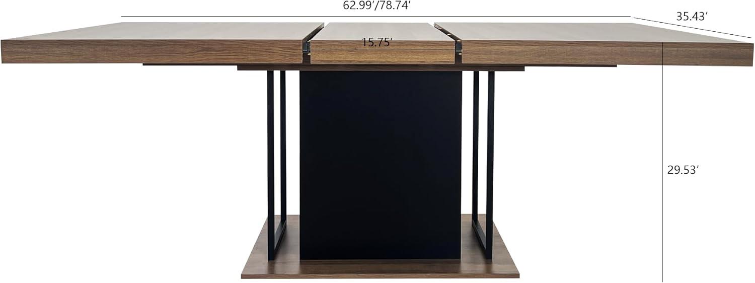 106.3" Wood Expandable Dining Table for 8-12 Person, Modern Extendable Dining Room Table Large Rectangle Dining Table with Leaf Extension Pedestal Dining Table for Dining Room Kitchen Dark Oak
