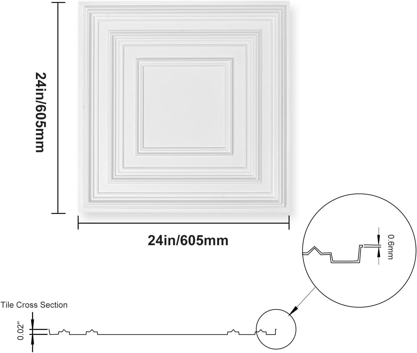 VEVOR Ceiling Tiles 12-Pack 24 x 24 in PVC Easy Installation White Peg Pattern | Wayfair