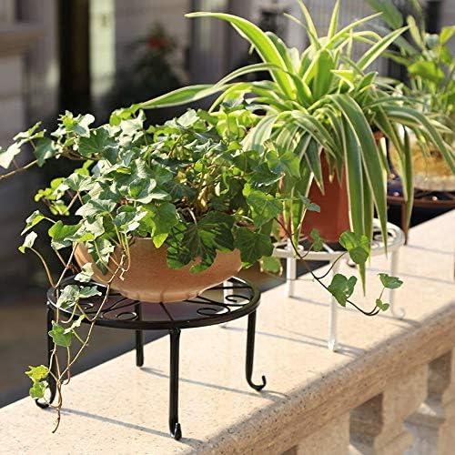 QISHENG Metal Plant Stand Wrought Iron Planter,Iron Art Flower Pot Supporting Stand Indoor Outdoor Garden Set of 3 (White)