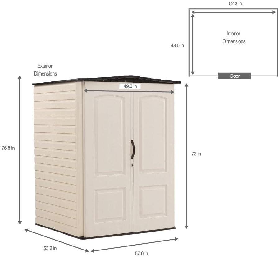 Beige Medium Vertical Resin Storage Shed with Shelving