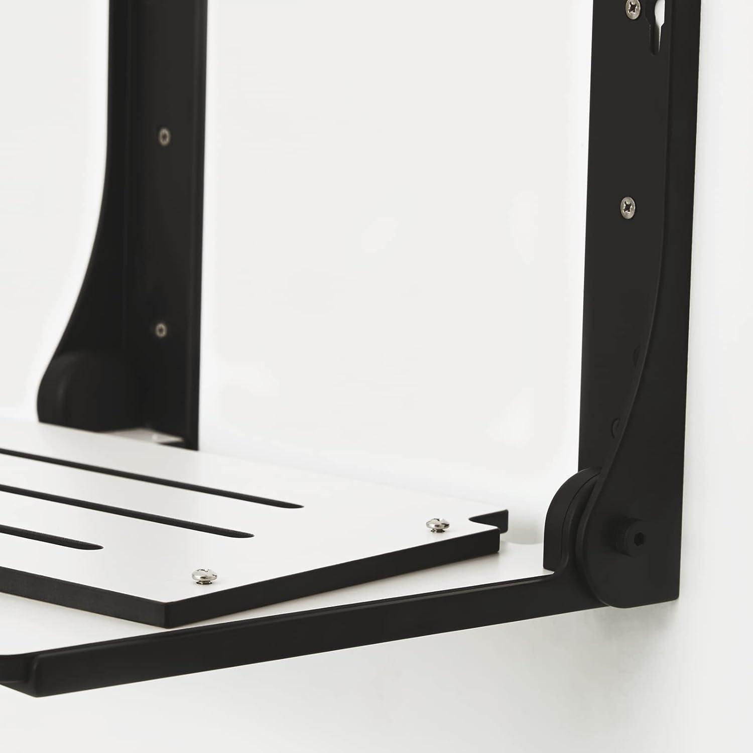 White and Black Wall-Mounted Folding Shower Seat