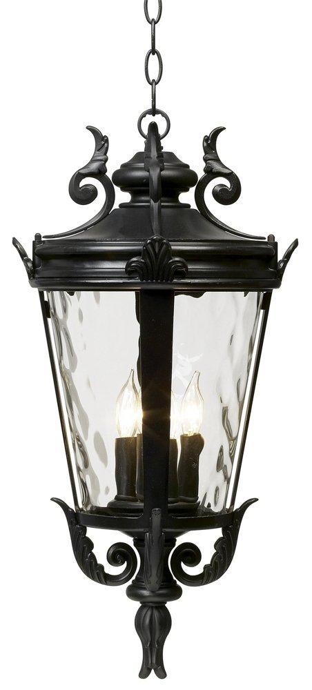 John Timberland Casa Marseille Rustic Outdoor Hanging Light Textured Black 23 3/4" Clear Hammered Glass for Post Exterior Barn Deck House Porch Yard