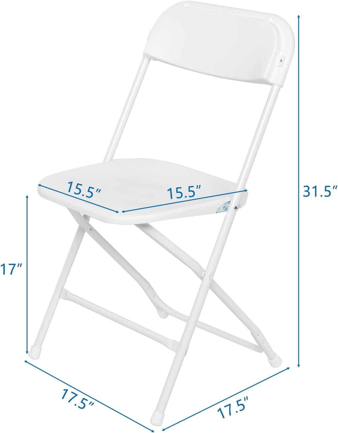 White Armless Plastic Folding Chair with Steel Frame, Set of 10