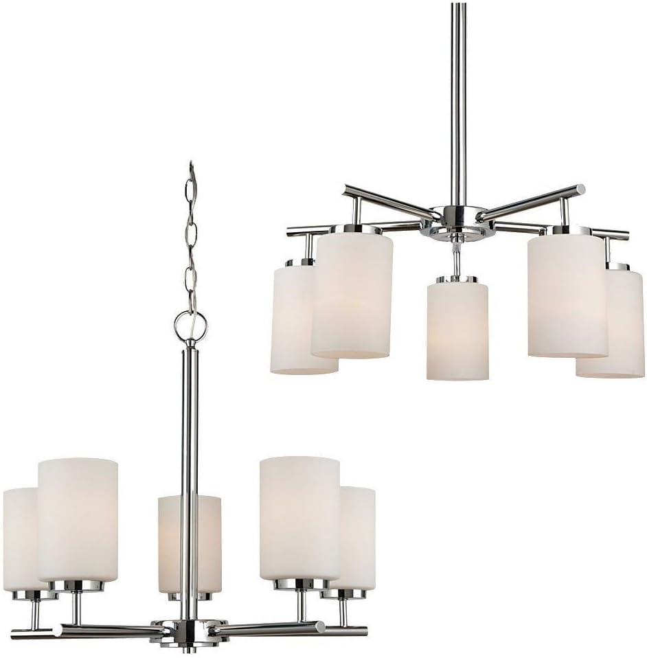 Oslo Chrome 5-Light Chandelier with Opal Etched Glass Shades