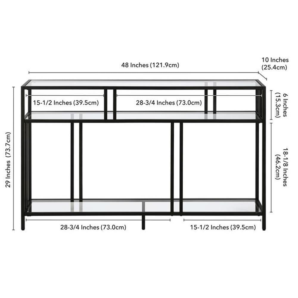 Henn&Hart 48" Blackened Bronze Metal/Glass Console Table