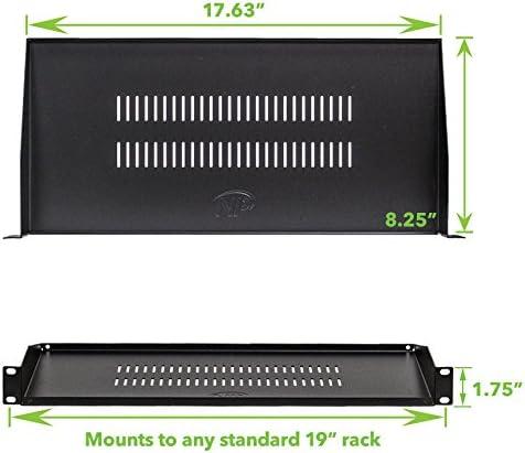 NavePoint Cantilever Server Shelf Vented Shelves Rack Mount 19 Inch 1U Black 8 Inches (210mm) deep