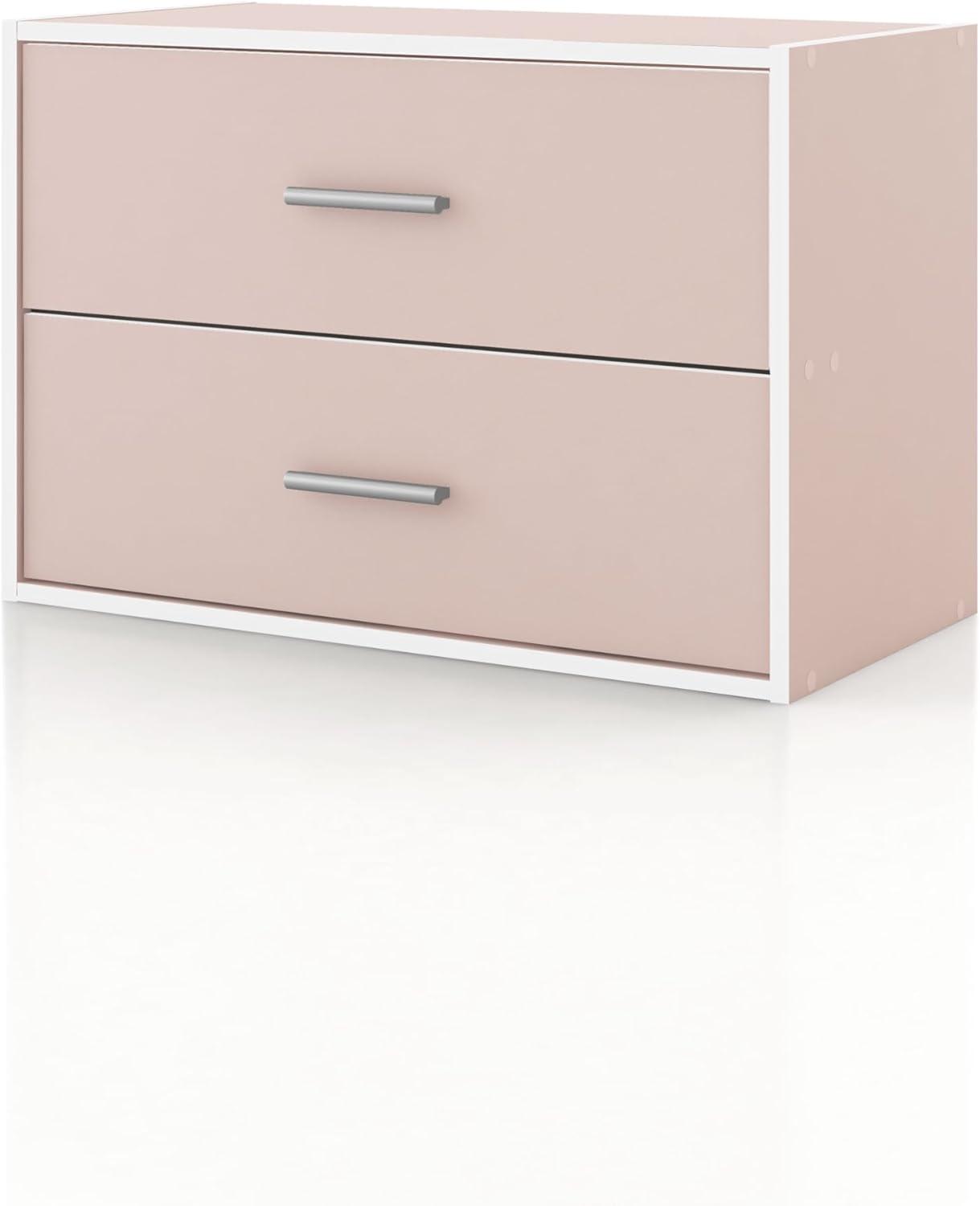 Furniture of America Brooks Stackable 2-Drawer Wood Light Pink Kids Cabinet