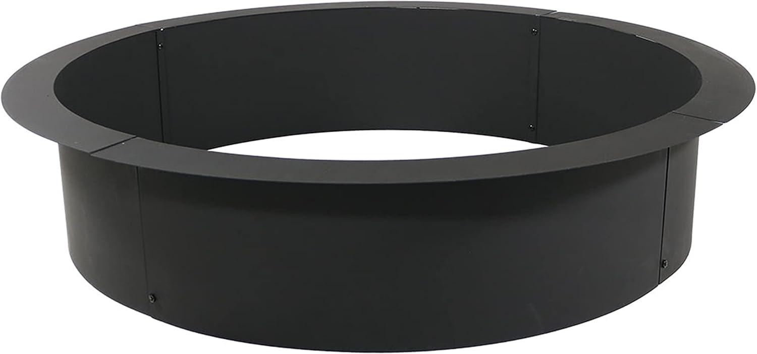 Sunnydaze Outdoor Heavy-Duty Steel Portable Above Ground or In-Ground Round Fire Pit Liner Ring - Black