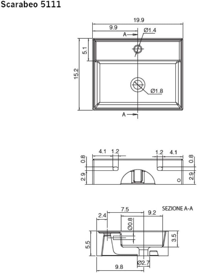 Scarabeo By Nameeks 15.1'' White Ceramic Rectangular Bathroom Sink with Overflow