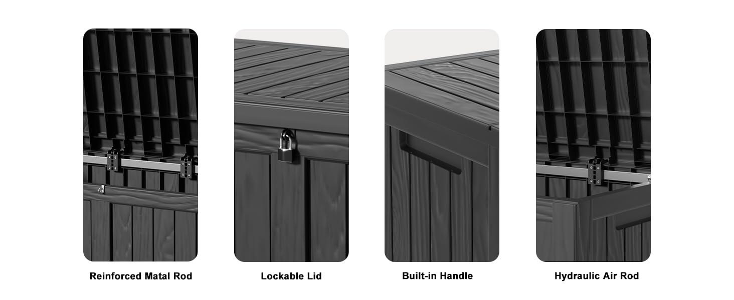 Hokku Designs Waterproof 120 Gallon Large Outdoor Indoor Patio Storage Deck Box , Outside Storage Bin for Cushion Pillows, Towels, Garden Tools