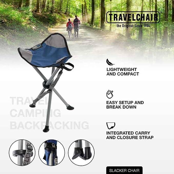 TravelChair Slacker Camping Chair with Adjustable Carry Strap, Black