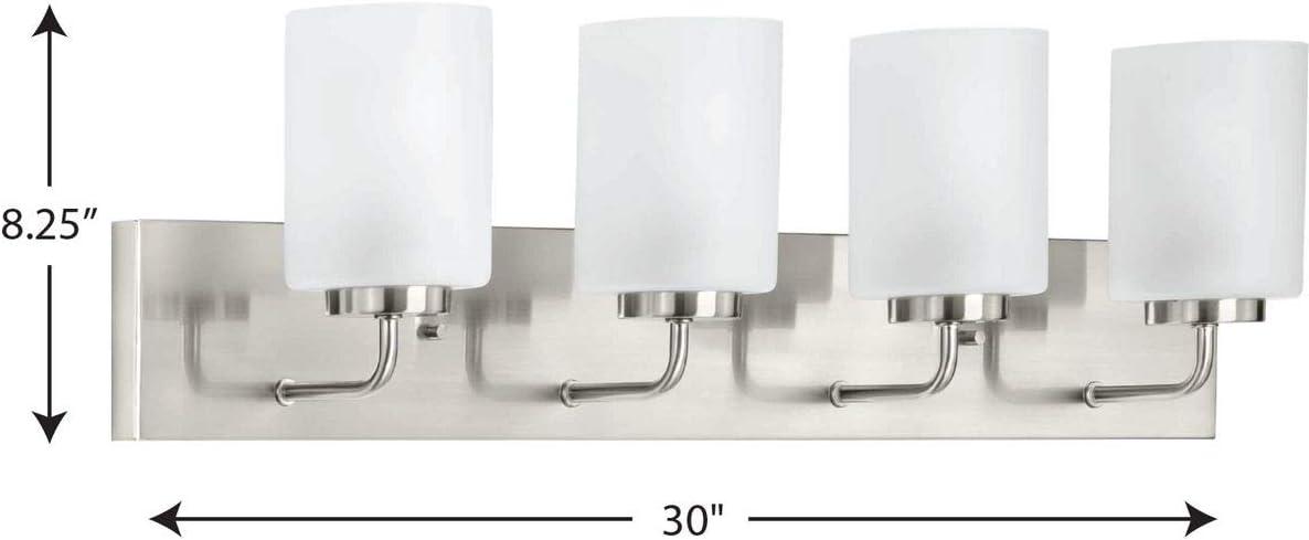 Progress Lighting Merry Collection 4-Light Bath Vanity Light, Brushed Nickel, Etched Glass Shade