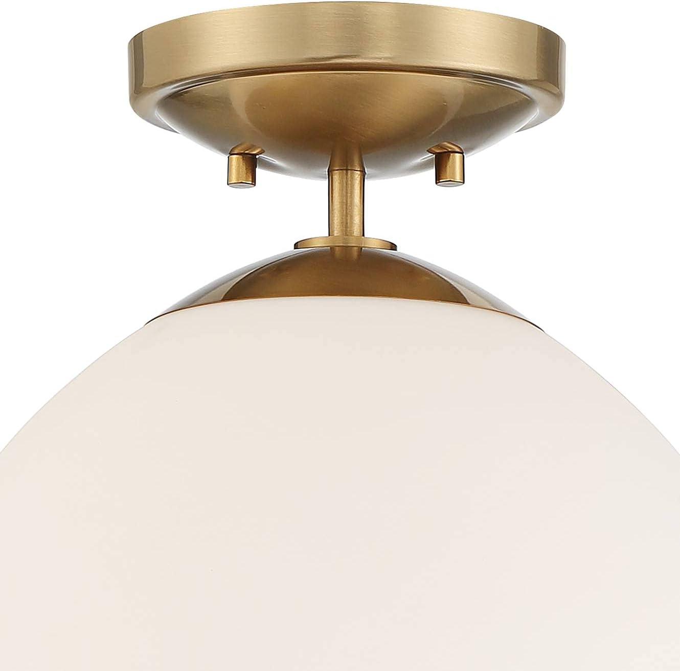 16'' Warm Brass Opal Glass Modern Semi-Flushmount Ceiling Light