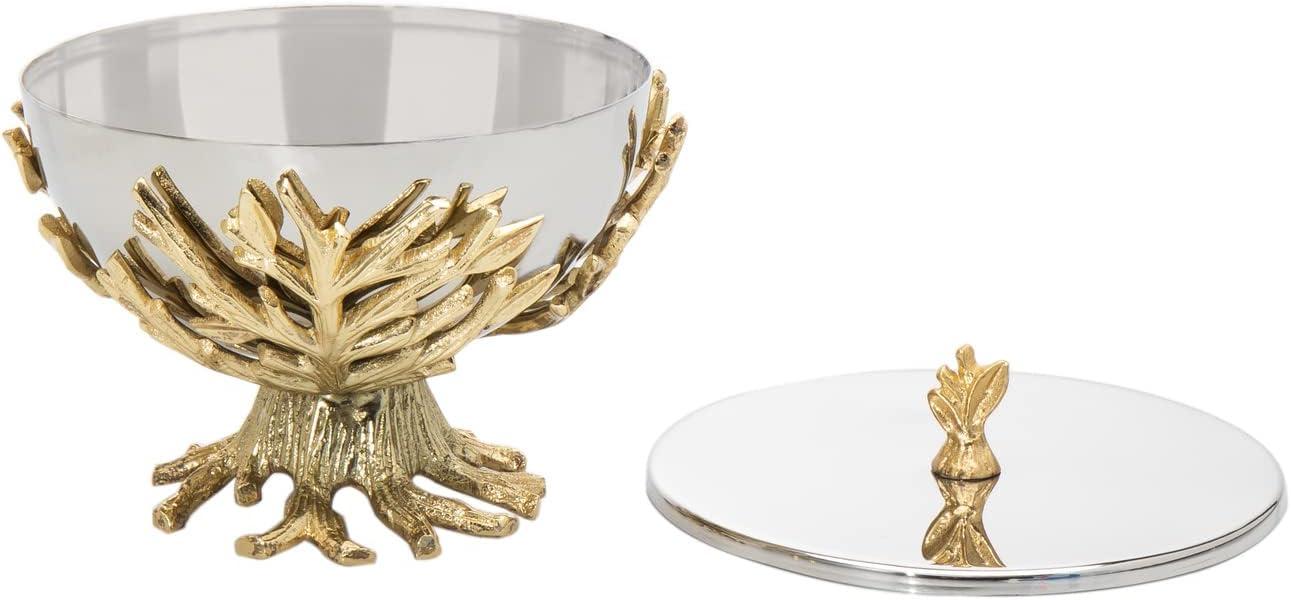 Godinger  Golden Branch Metal Bowl with Lid