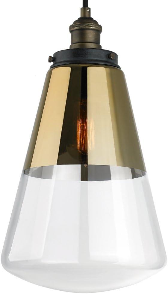 Gold and Clear Glass Brass Pendant Light