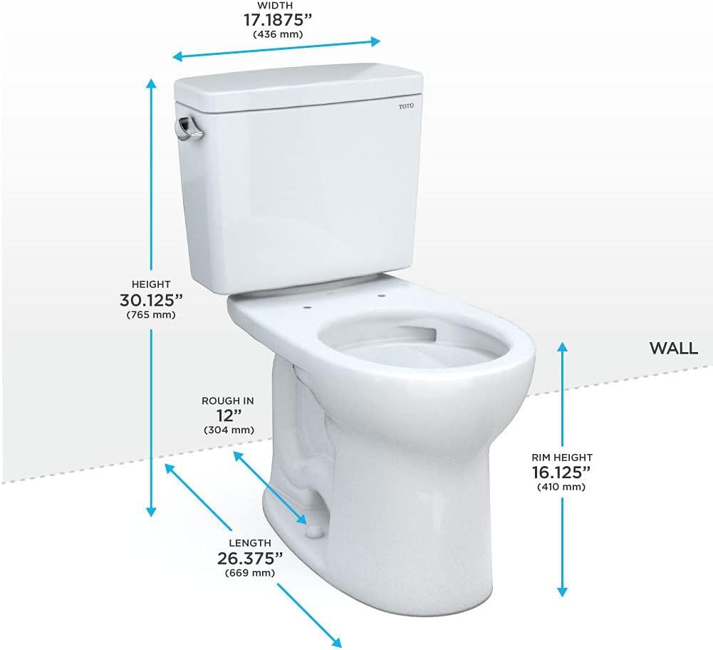 Drake Two Piece Round 1.6 Gpf Universal Height Toilet with Wax Ring