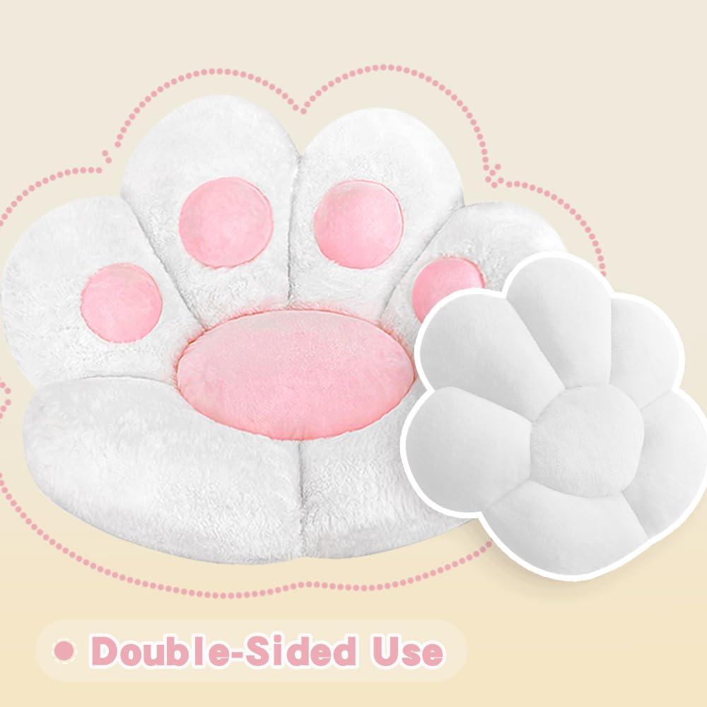 MOONBEEKI Cat Paw Cushion Chair Comfy Kawaii Plush Seat Cushions Shape Lazy Pillow for Gamer Chair 28"x 24" Cozy Floor Cute Seat Kawaii for Girl Worker Gift, Dining Room Bedroom Decorate White