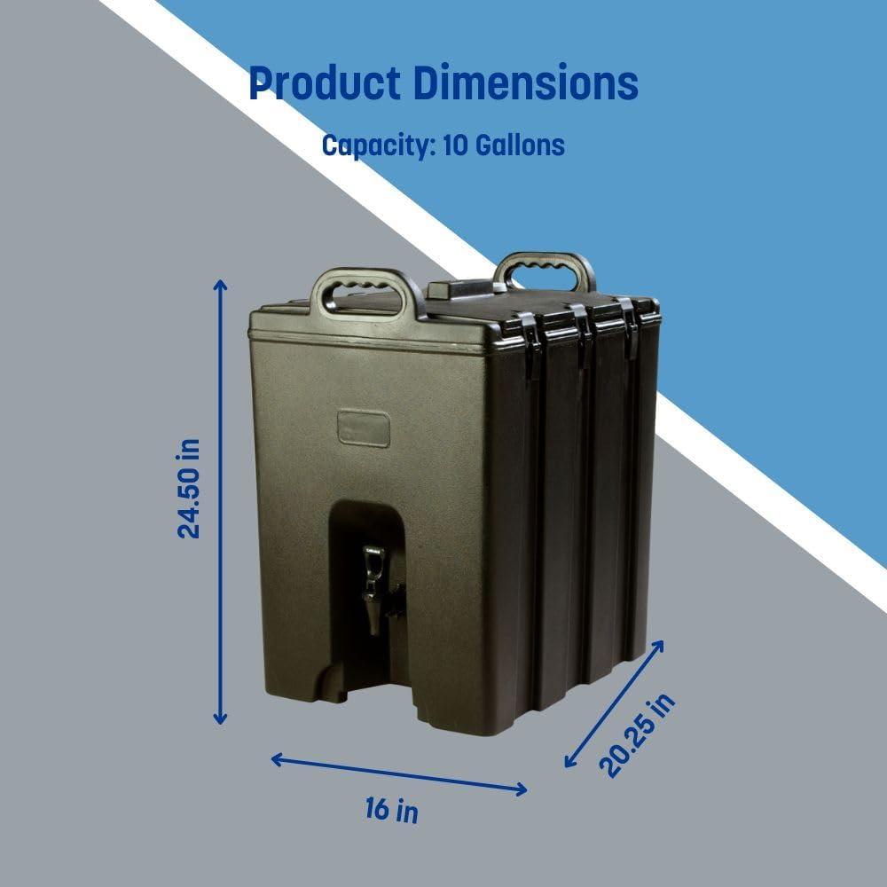 Carlisle FoodService Products Cateraide Insulated Beverage Dispenser with Handles for Catering, Events, Kitchens, and Restaurants, Plastic, 10 Gallons, Black