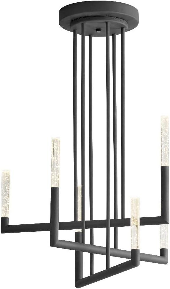 33 Inch 192W 6 Led Chandelier-Satin Nickel/White Oak Finish Oxygen Lighting 3-24-5224