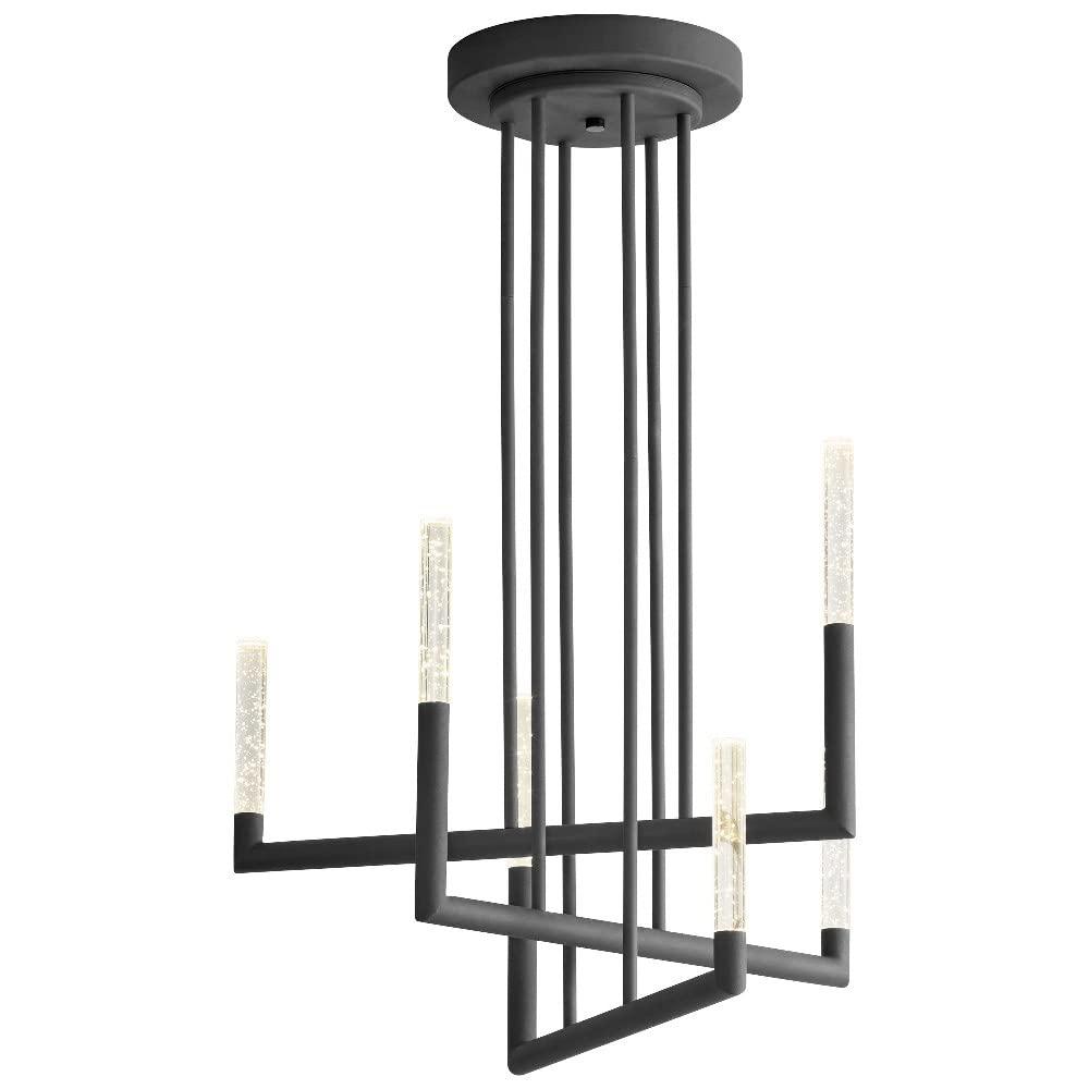 33 Inch 192W 6 Led Chandelier-Satin Nickel/White Oak Finish Oxygen Lighting 3-24-5224