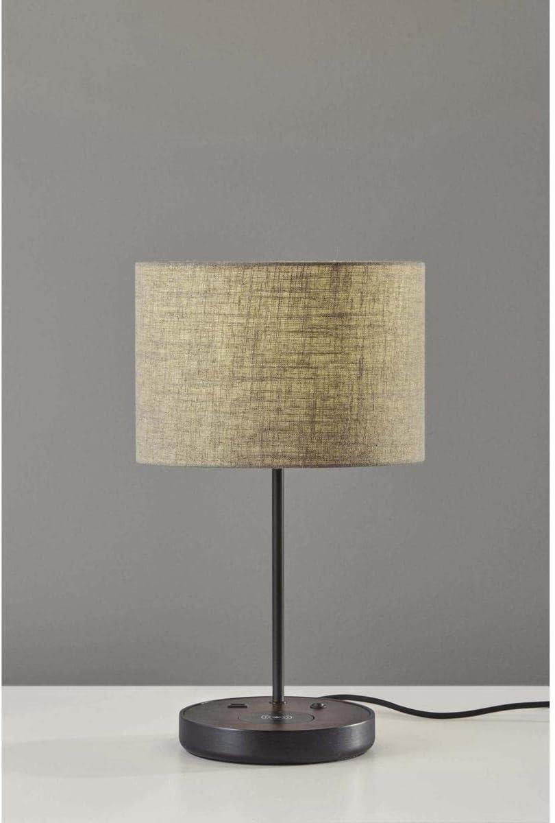 19.5" Oliver Charge Table Lamp Black - Adesso: Qi Wireless Charging, USB Port, Mid-Century Modern Design, No Assembly Required
