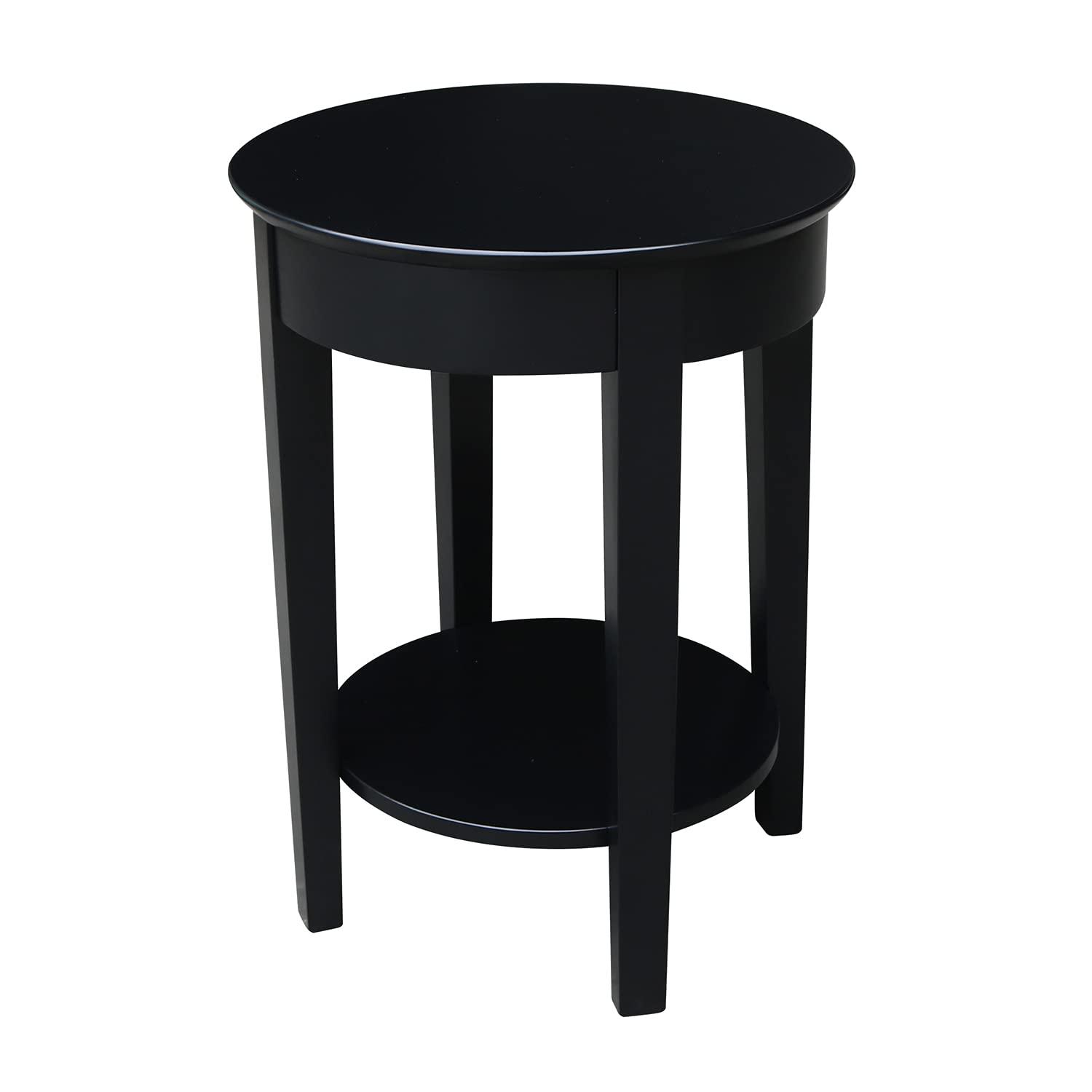 International Concepts Phillips Accent Table with Drawer Black: Solid Parawood, Mid-Century Modern, Square Shape