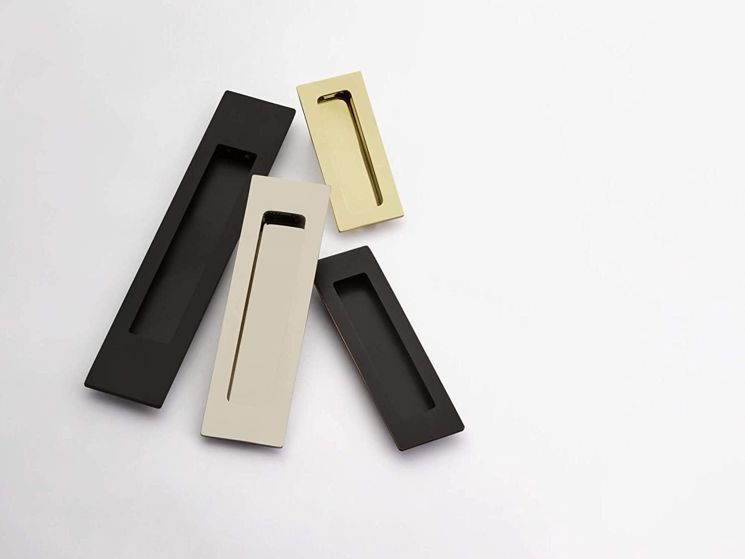 Satin Brass 6-Inch Modern Rectangular Flush Door Pull