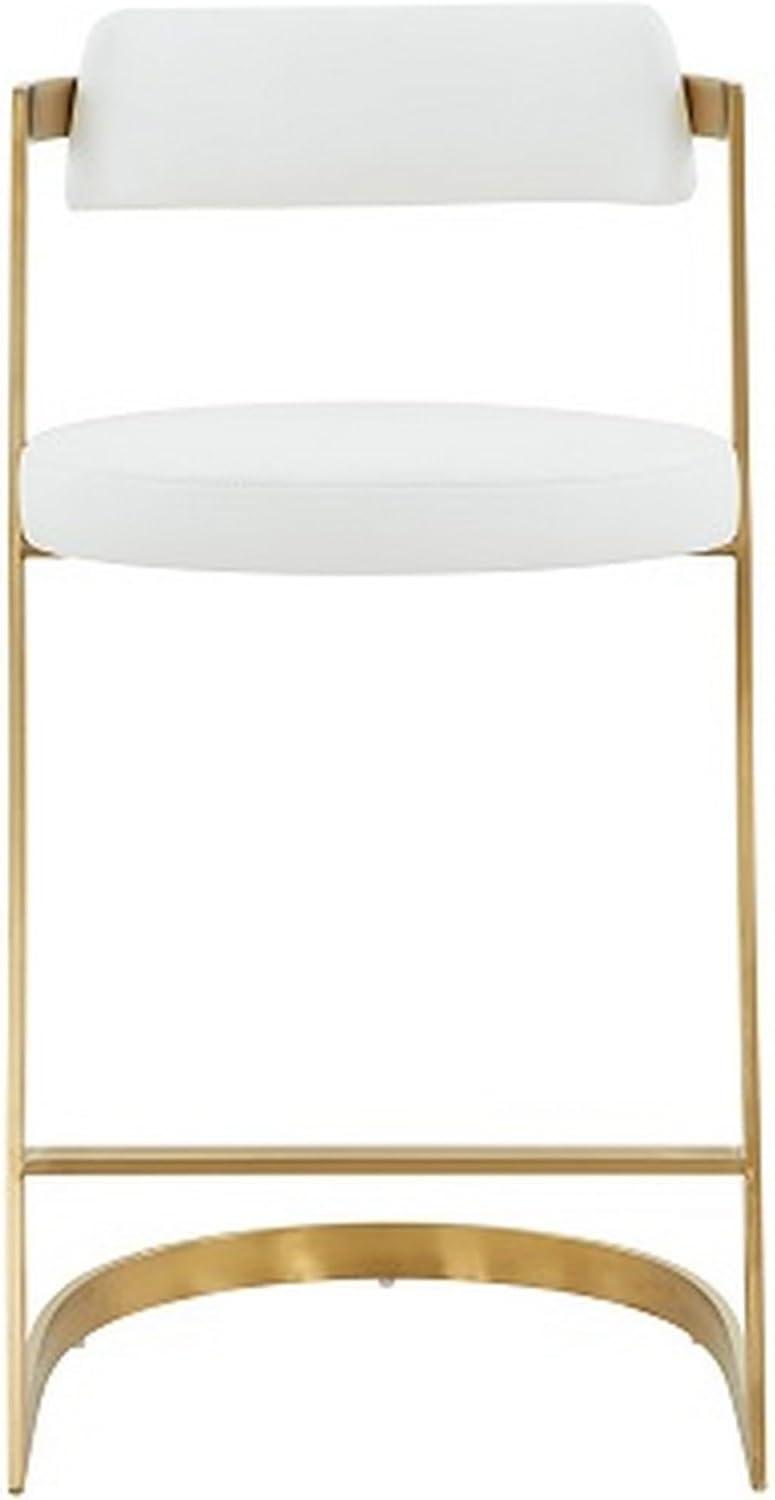 26 in. Counter Stool with Cantilever Base, White & Gold