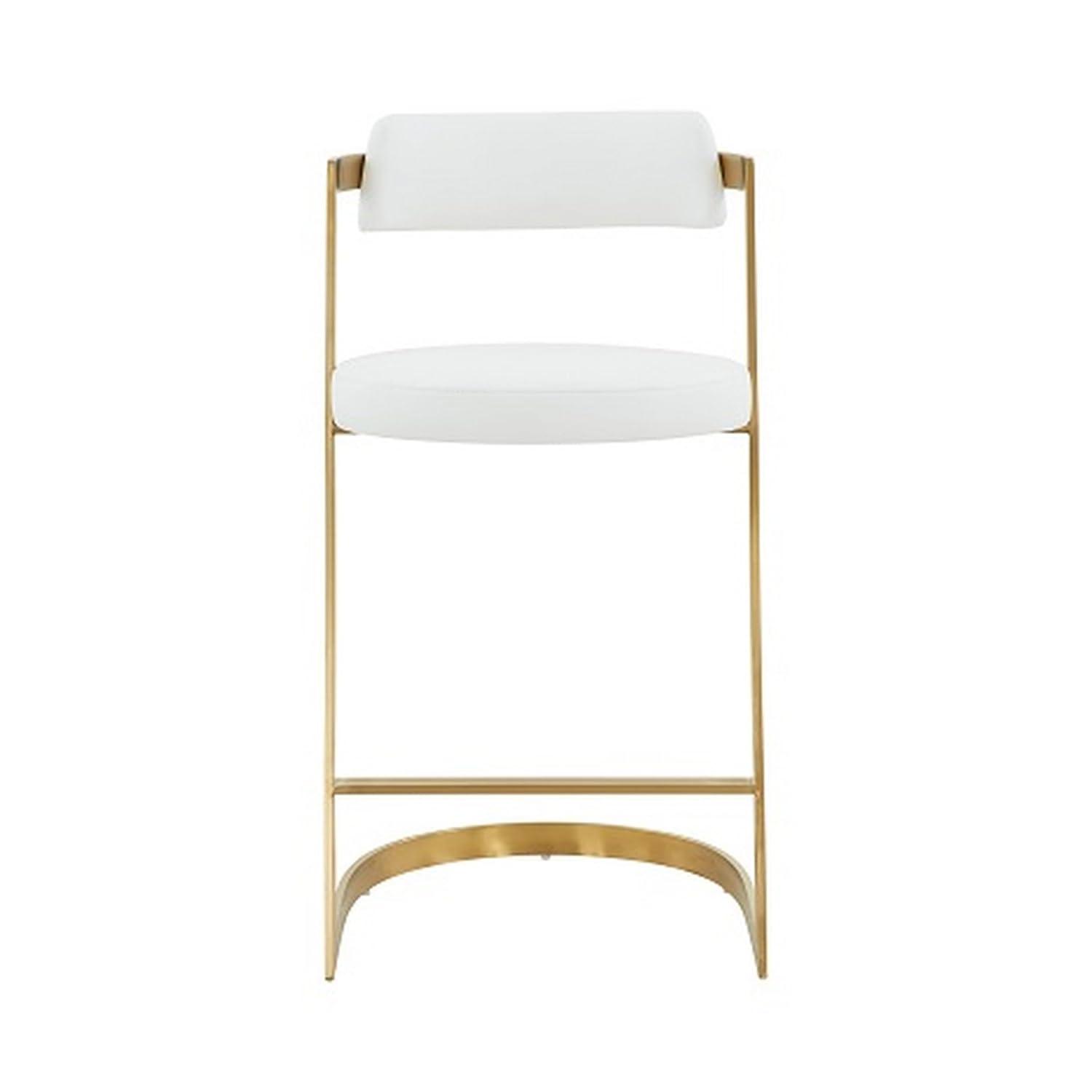 26 in. Counter Stool with Cantilever Base, White & Gold
