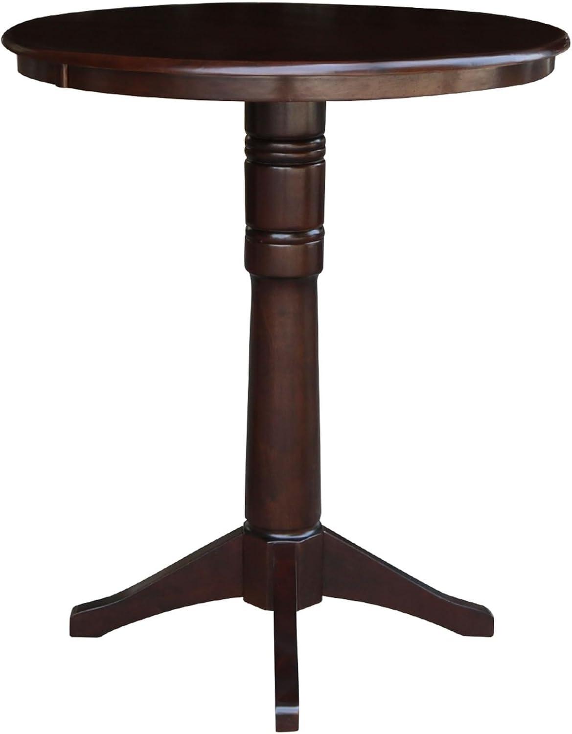 36" Round Pedestal Bar Height Table - Mocha