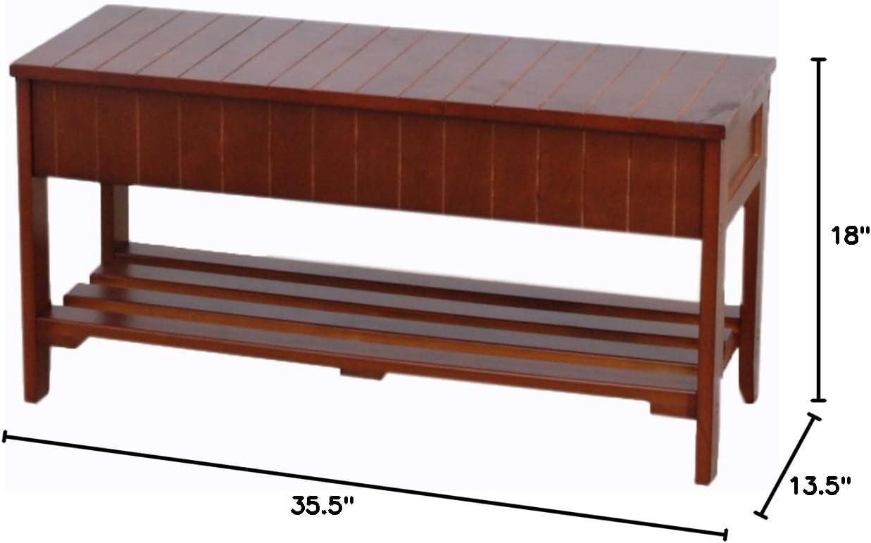 Rennes Cherry Solid Wood Shoe Bench with Storage