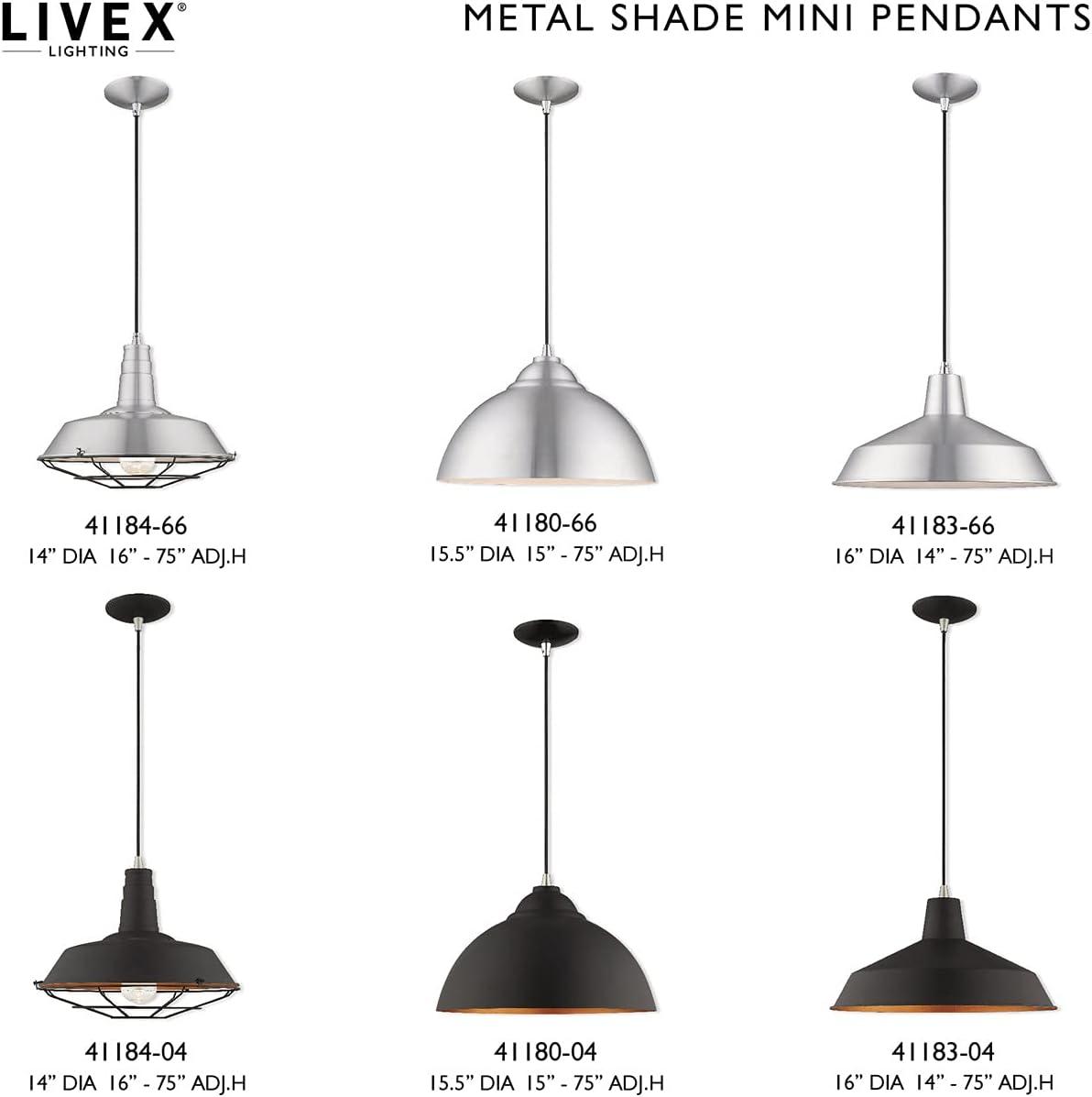 Livex Lighting Metal Shade 1 - Light Chandelier in  Brushed Aluminum