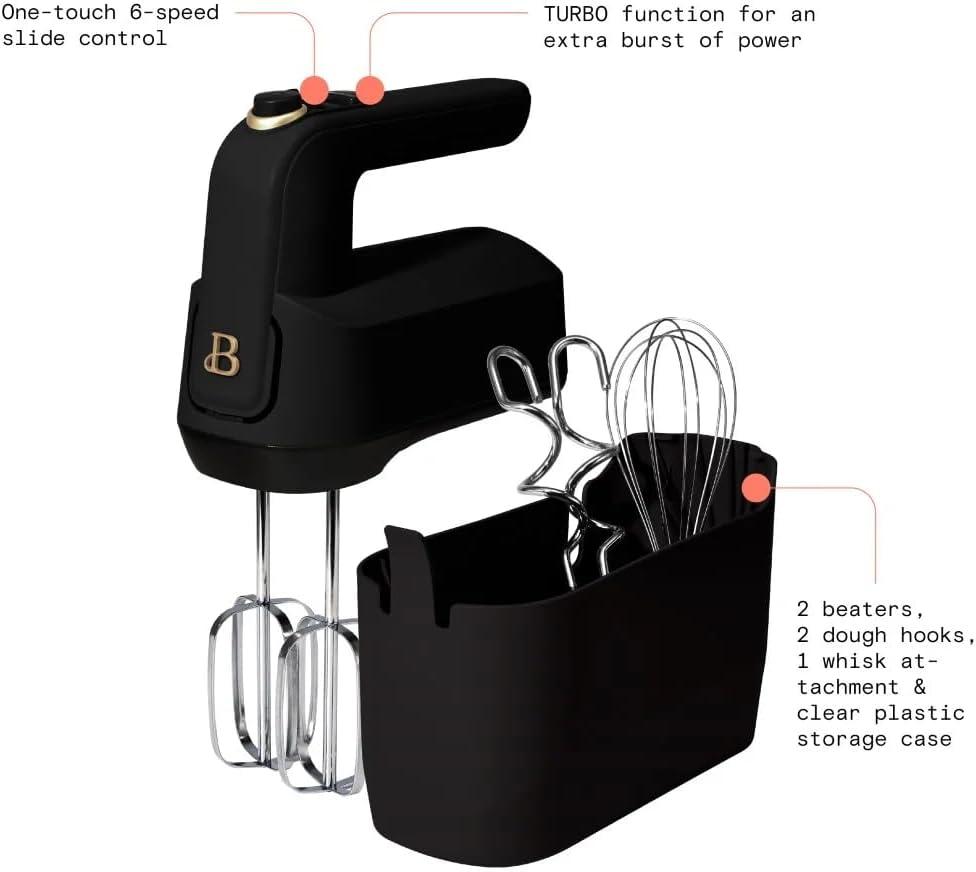 Beautiful 6-Speed Electric Hand Mixer, Porcini Taupe by Drew Barrymore