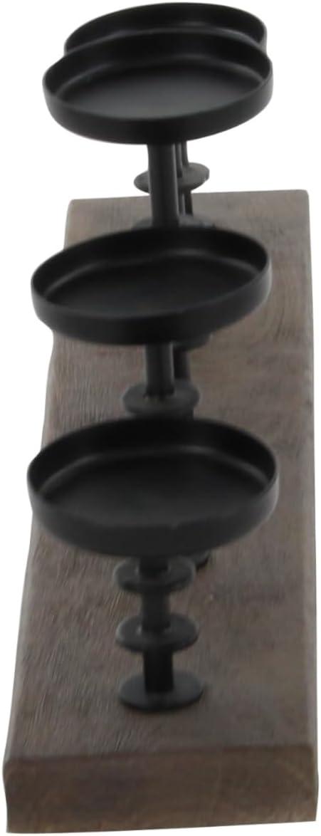 Olivia & May 24" x 13" Farmhouse Mango Wood/Iron Five Light Votive Candle Holder Brown - Industrial Style, Tabletop Display