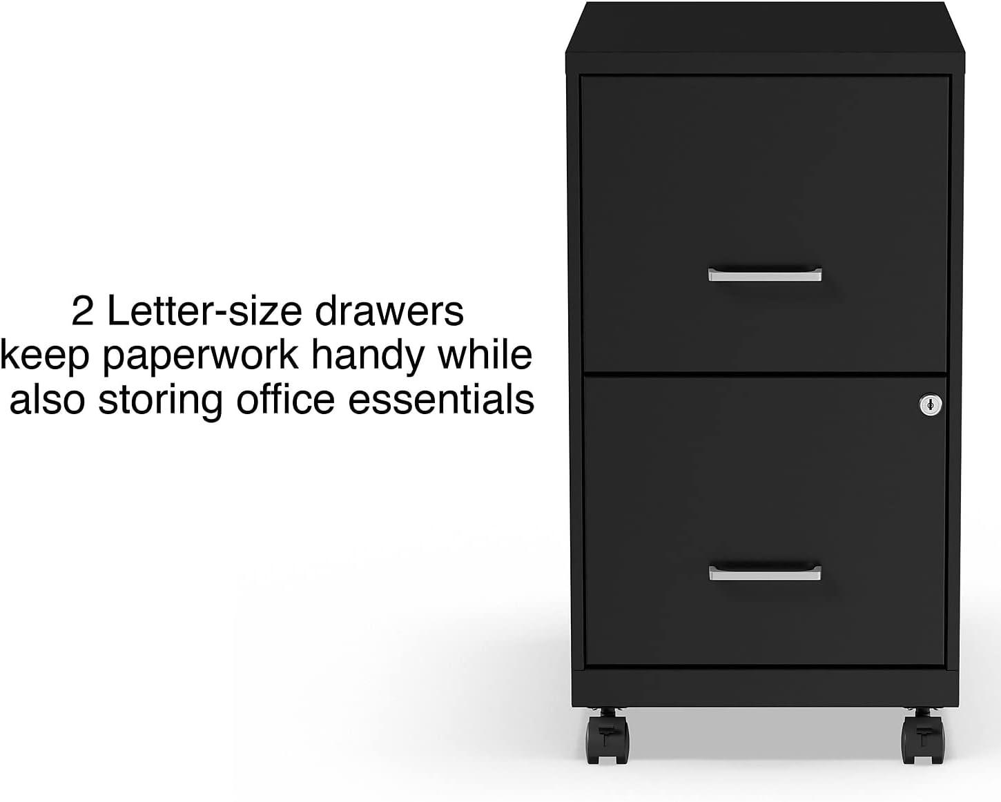 Staples 2-Drawer Vertical File Cabinet Locking Letter Black 18"D (52145) 2806665