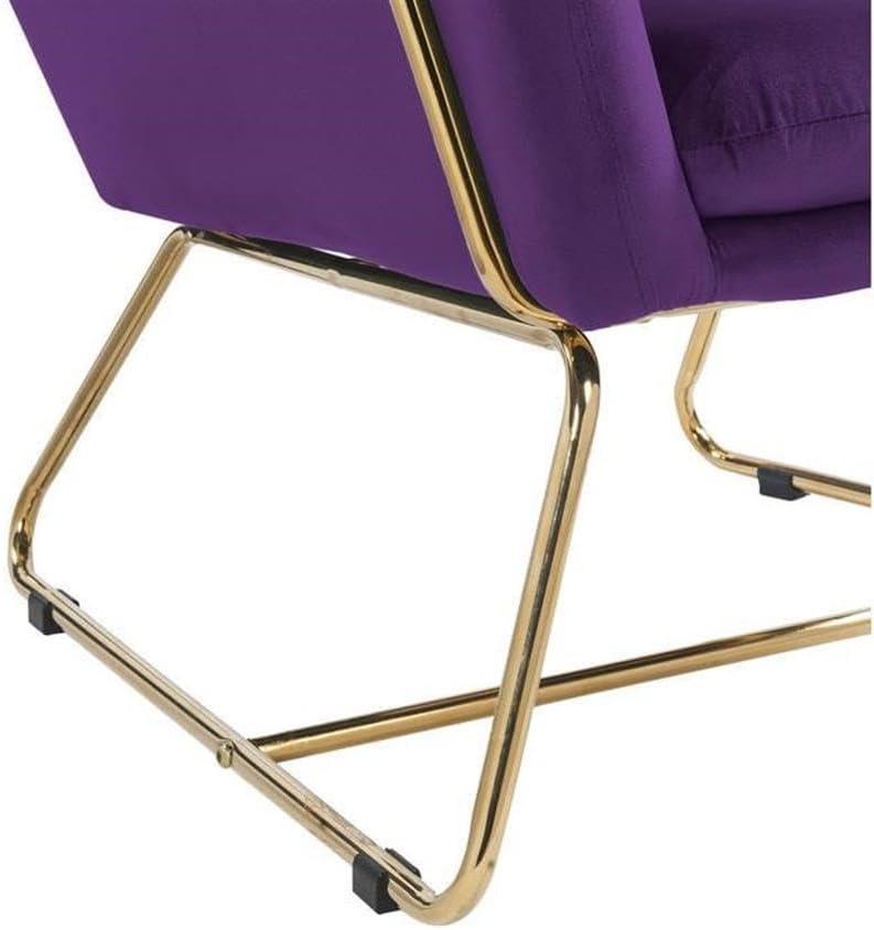 Keira Purple Velvet Accent Chair with Metal Base