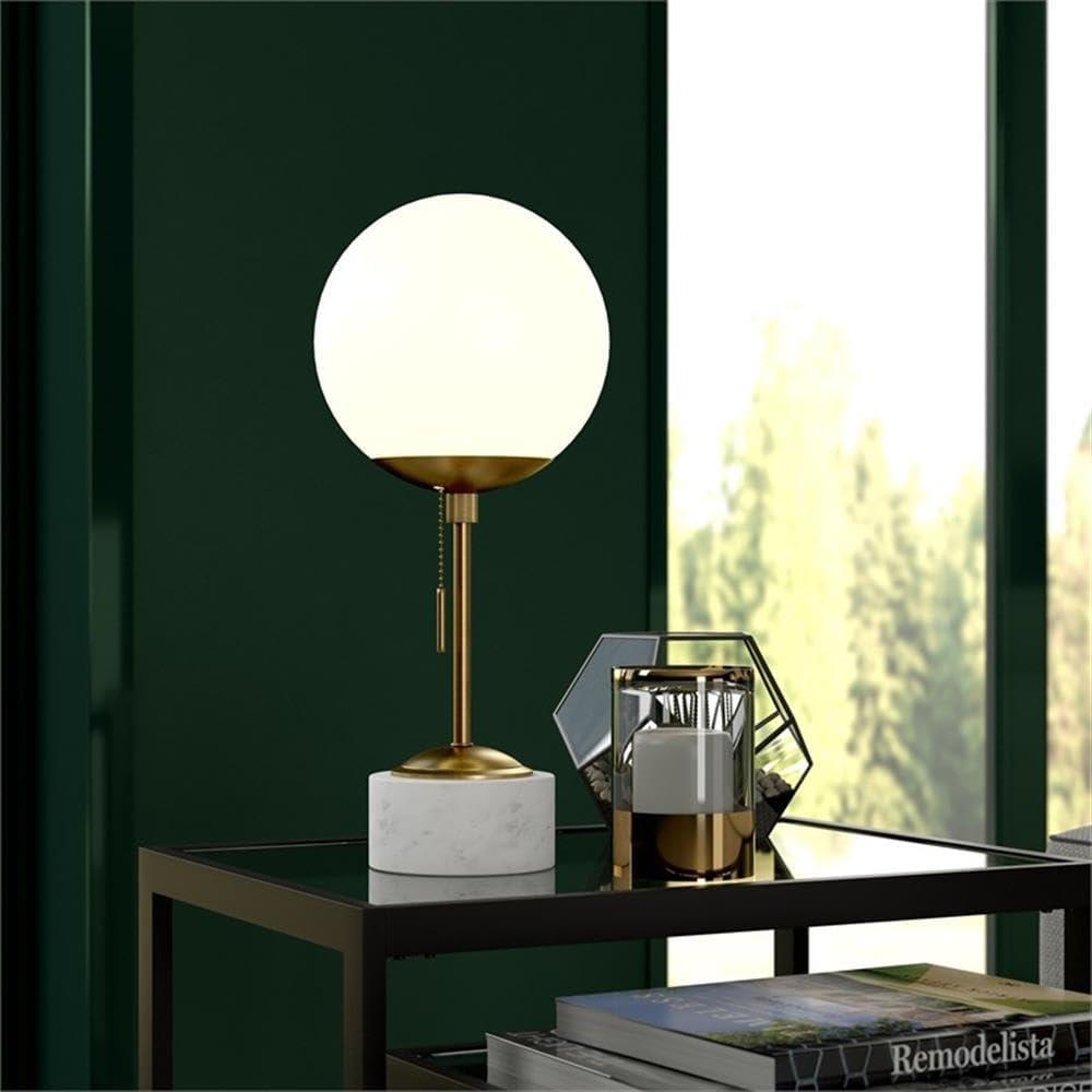 Henn&Hart 8" Brass/White Marble Marble/Metal/Glass Table Lamp