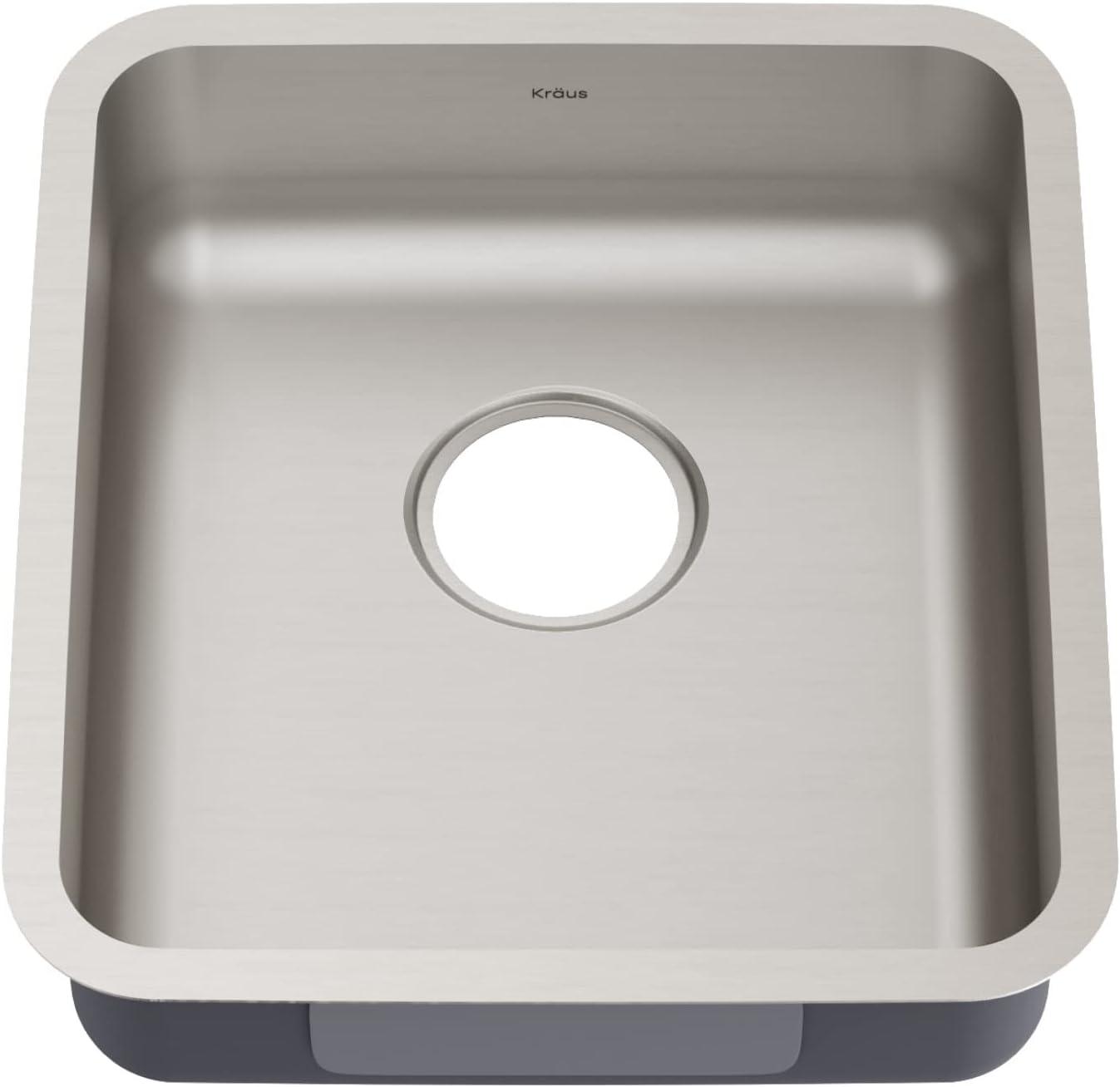 Dex™️ Series KRAUS 17" L Undermount 16 Gauge Stainless Steel Single Bowl Kitchen Sink