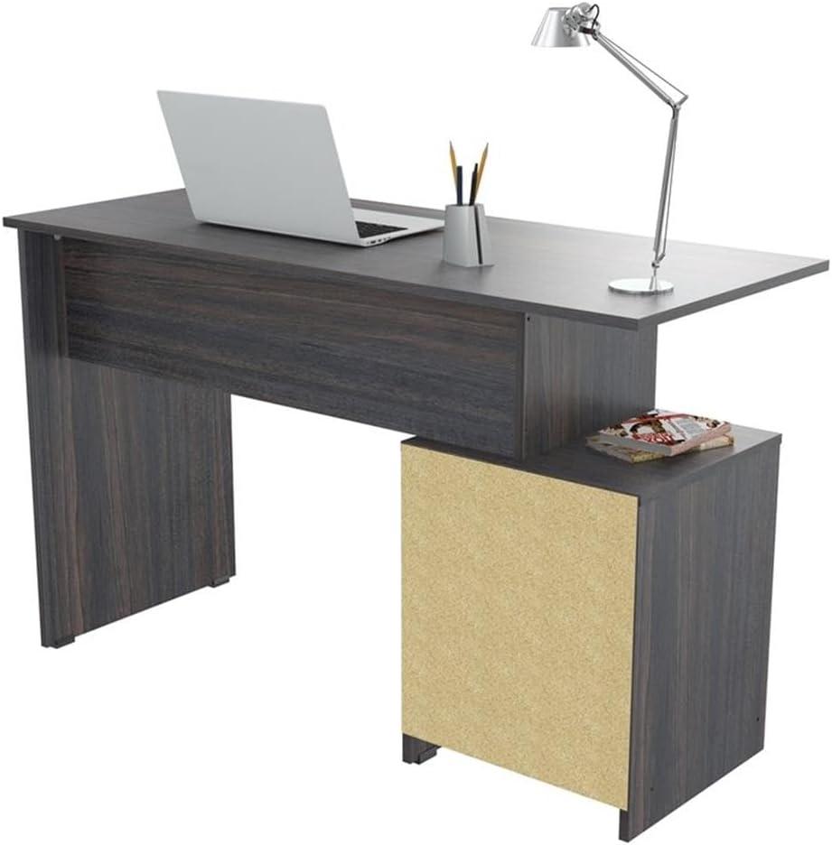 Inval Modern Writing Desk with Drawer and Open Storage, Espresso