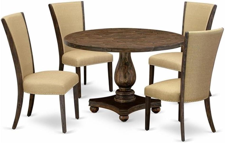 5 Piece Dining Room Set - Brown & Distressed Jacobean