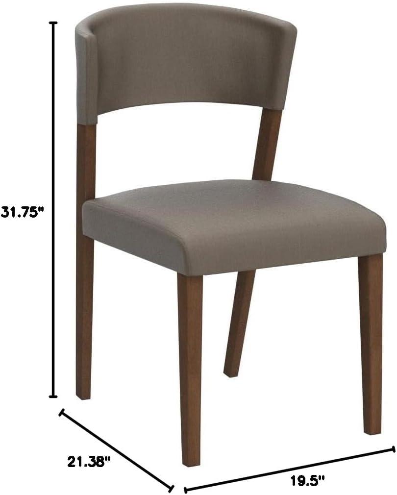 2pk Mid Century Dining Chairs Walnut/Gray Faux Leather - Baxton Studio: Solid Wood Legs, Polyester Upholstery