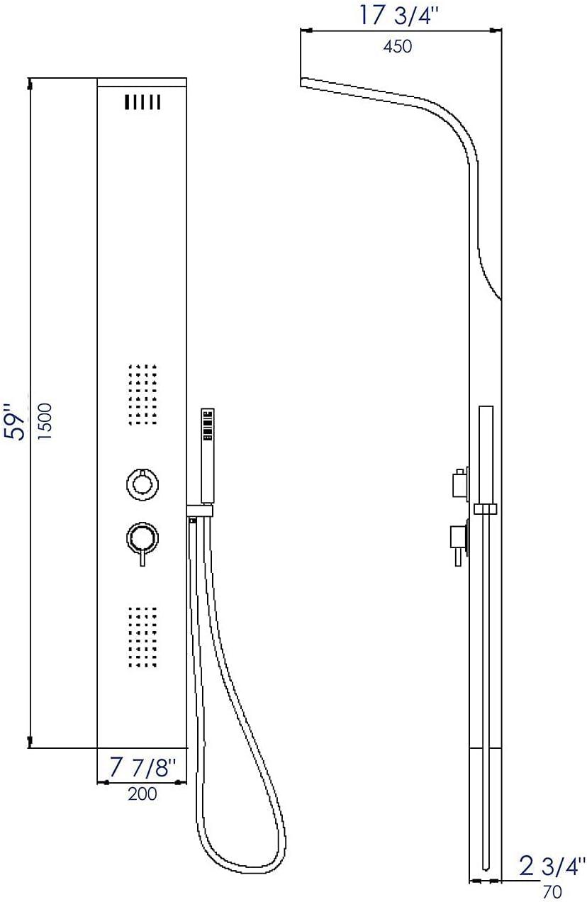 59'' Shower Panel with Fixed Shower Head