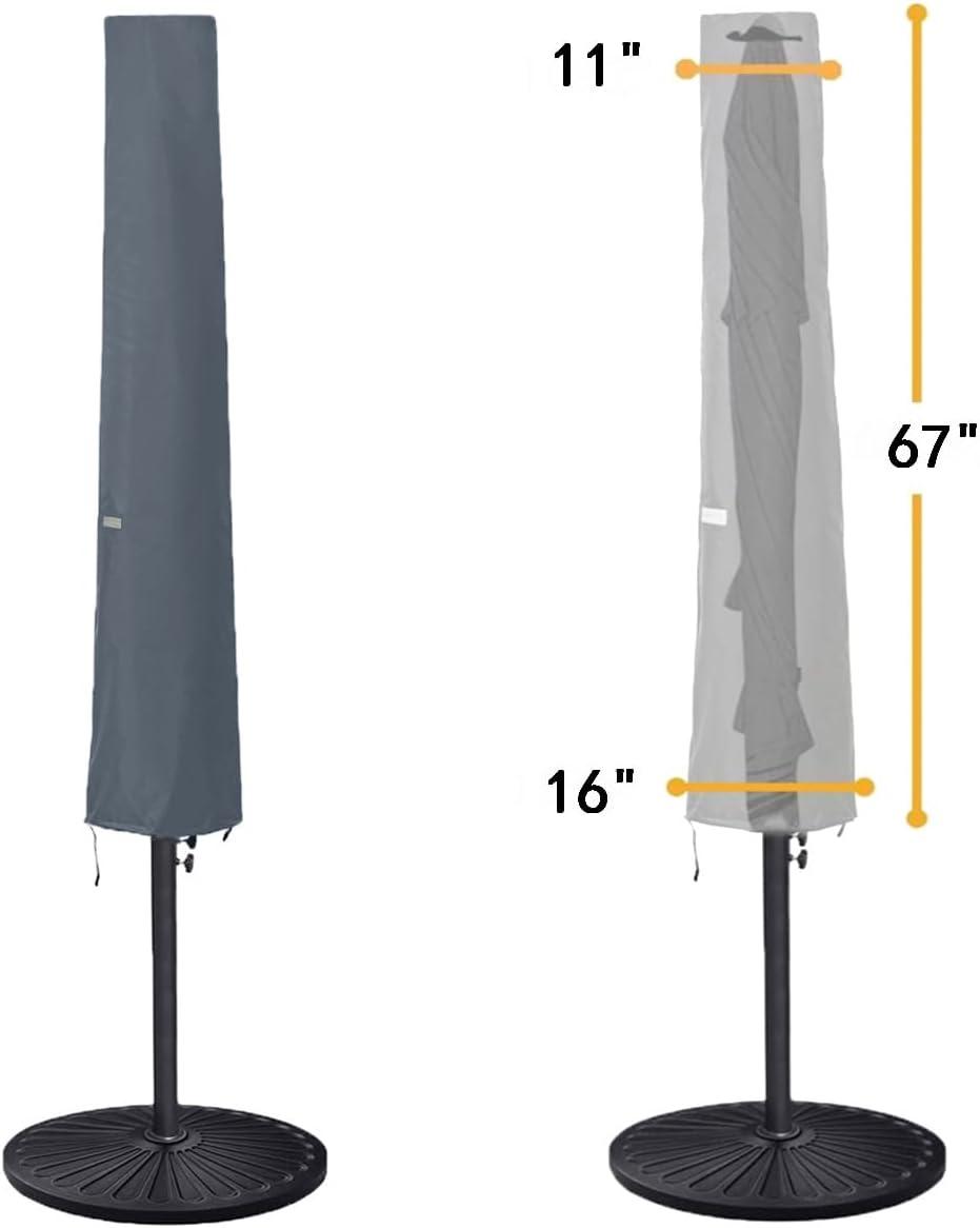 Patio Umbrella Cover for 6ft to 9ft Patio Umbrellas, Waterproof and Durable Market Umbrella Cover with Zipper and Rod